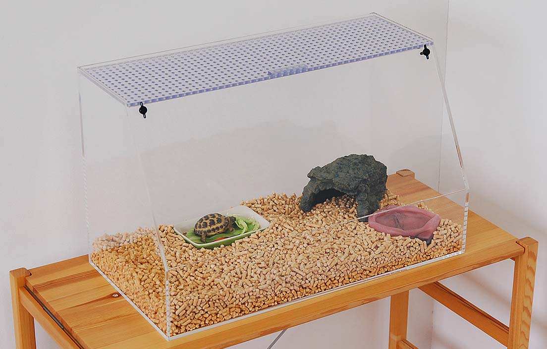 個室*4 二段 爬虫類用ケージ ペットの飼料箱 両生類 ツノガエル カメ